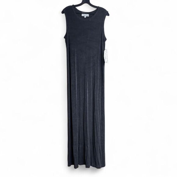 NWT 90s Lucia Lukken Slinky Slip Dress XL, Dark Grey, Sleek Minimalist Elegant - Picture 3 of 12